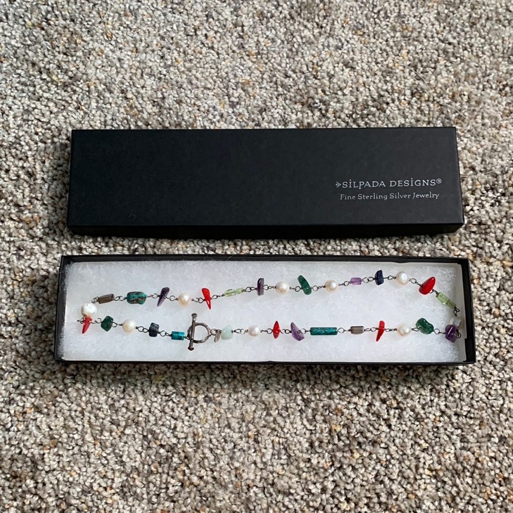 SILPADA Multi-stone gemstone Necklace N1033 Sterling Toggle Necklace